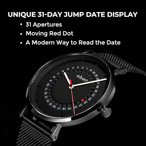 a.b.art Men's Watch, Swiss Parts Ronda Quartz Movement, Sapphire Crystal, Milanese Mesh Band, Ultra-Thin Case, Minimalist Bauhaus Design, 41mm Black Dial (FD41-285-1S) - Image 2
