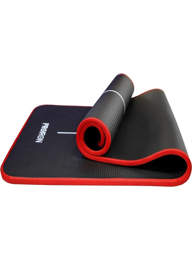 Nariele Yoga Mat Non-Slip Eco Friendly NBR All-Purpose 10mm Thick Exercise Mat High Density Anti-Tear Pilates Mat with Carrying Strap for Yoga Pilates and Gymnastics - 183cm x 66cm x 1cm - Black - Image 1