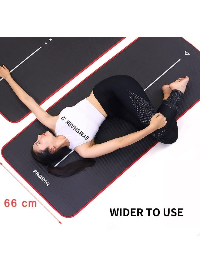 Nariele Yoga Mat Non-Slip Eco Friendly NBR All-Purpose 10mm Thick Exercise Mat High Density Anti-Tear Pilates Mat with Carrying Strap for Yoga Pilates and Gymnastics - 183cm x 66cm x 1cm - Black - Image 5