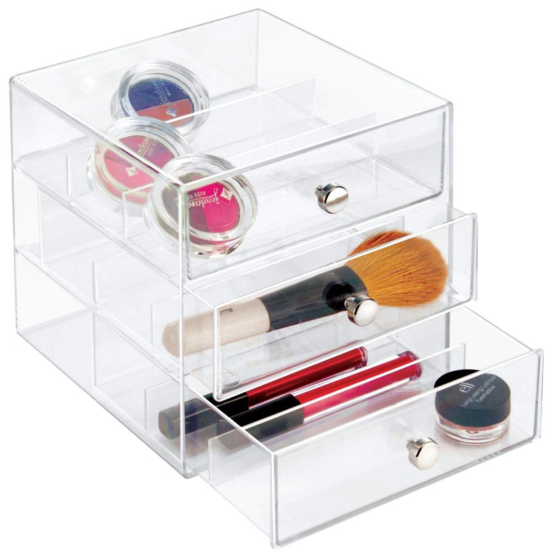 InterDesign iDesign Plastic Divided 3-Drawer Vanity & Countertop Organizer - 7" x 6.5" x 6.5”, Clear - Image 5