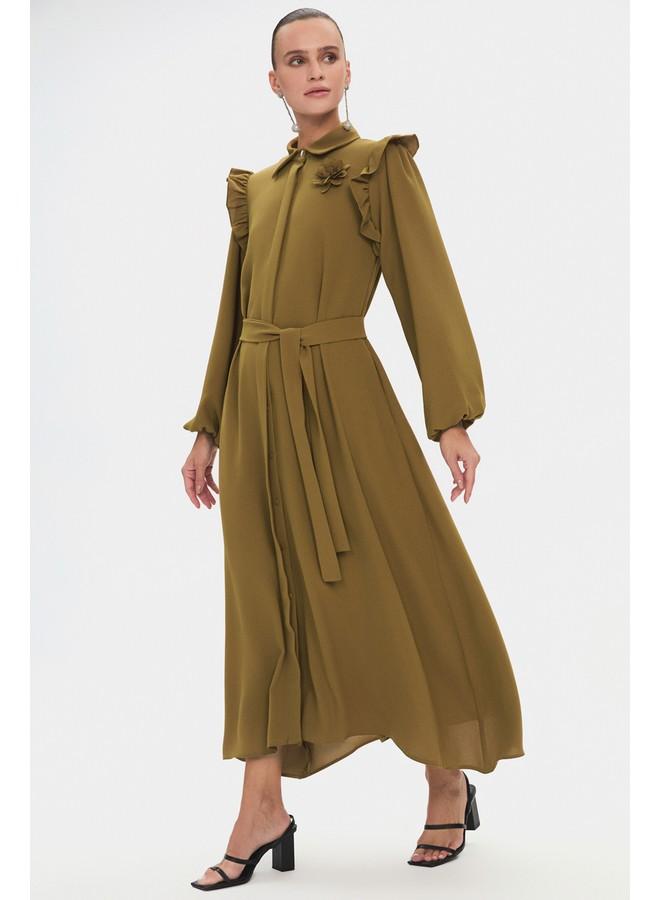 جون فستان ماكسي بحزام مكشكش - Image 2