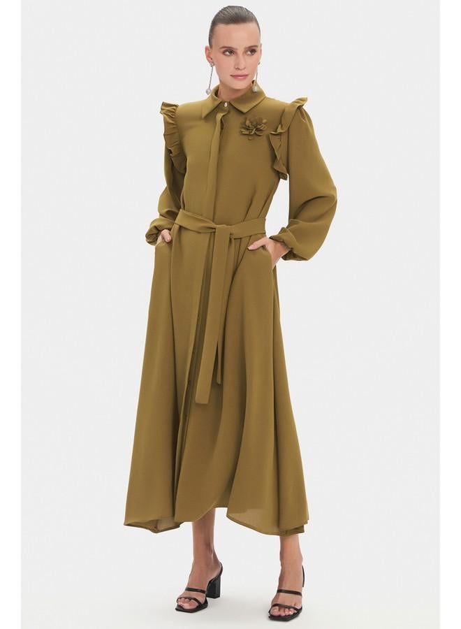 جون فستان ماكسي بحزام مكشكش - Image 1