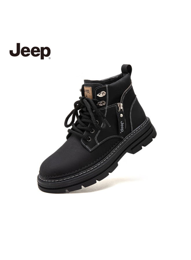 Jeep أحذية مارتن للرجال من جيب بأسلوب بريطاني غير رسمي، أحذية عمل صفراء، أحذية عالية الكعب للرجال لفصل الخريف والشتاء، تصميم ريترو - Image 1