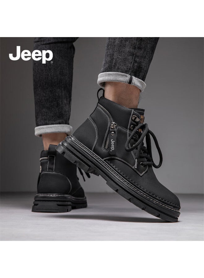 Jeep أحذية مارتن للرجال من جيب بأسلوب بريطاني غير رسمي، أحذية عمل صفراء، أحذية عالية الكعب للرجال لفصل الخريف والشتاء، تصميم ريترو - Image 5
