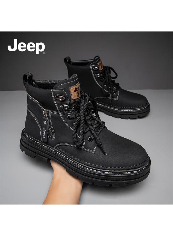 Jeep أحذية مارتن للرجال من جيب بأسلوب بريطاني غير رسمي، أحذية عمل صفراء، أحذية عالية الكعب للرجال لفصل الخريف والشتاء، تصميم ريترو - Image 4