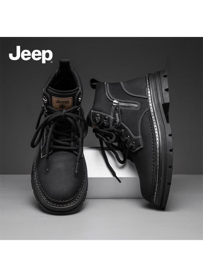 Jeep أحذية مارتن للرجال من جيب بأسلوب بريطاني غير رسمي، أحذية عمل صفراء، أحذية عالية الكعب للرجال لفصل الخريف والشتاء، تصميم ريترو - Image 3