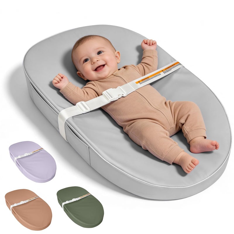 JVEOO Baby Changing Pad Waterproof Vegan Leather Wipeable Diaper Changing Pad with Safety Strap NonSlip Changing Mat for Dresser Table - Image 2