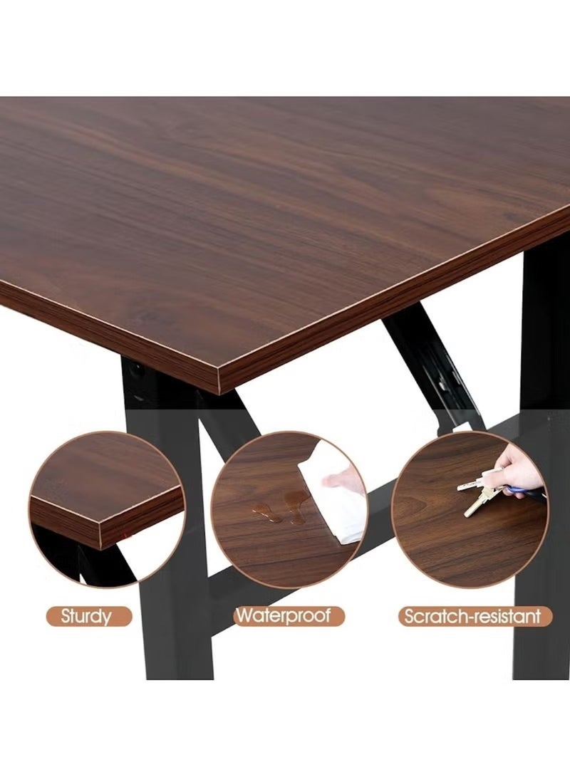 هويتك طاولة كمبيوتر محمول قابلة للتعديل مع عجلات - بني، 80×50×75 سم، مناسبة للسرير والأريكة والاستخدام المنزلي - Image 4