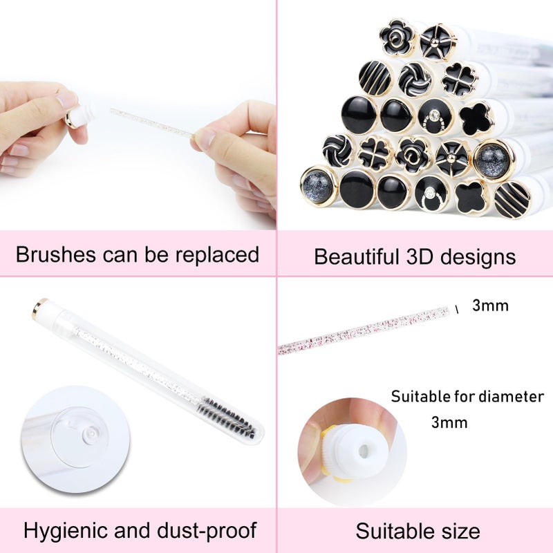 SenRocc 20pcs Mascara Wands Tube Reusable Lash Spoolies Black Classic Eyelash Brush Tubes Spoolies Lash Extension Brushes Applicators Makeup Tools (Black Classic-MIX) - Image 2