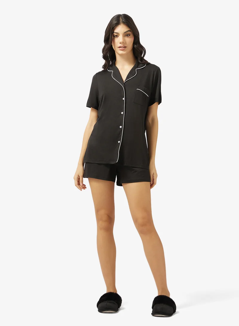 Ginger Button Up Shirt & Short PJ Set