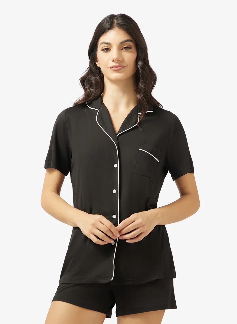 Ginger Button Up Shirt & Short PJ Set