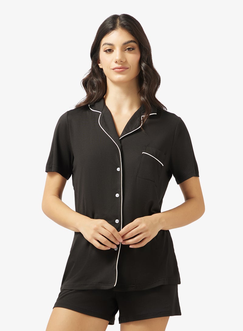 Ginger Button Up Shirt & Short PJ Set - Image 3