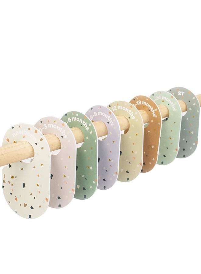 meayul 8 Pcs Baby Closet Dividers, Double-Sided Wooden Clothes Size Hanger Organizer,  Minimalist Design for Nursery Closet, Sorting Sizes from Newborn to 24 Months, Ideal for Boho Nursery Decor - Image 1