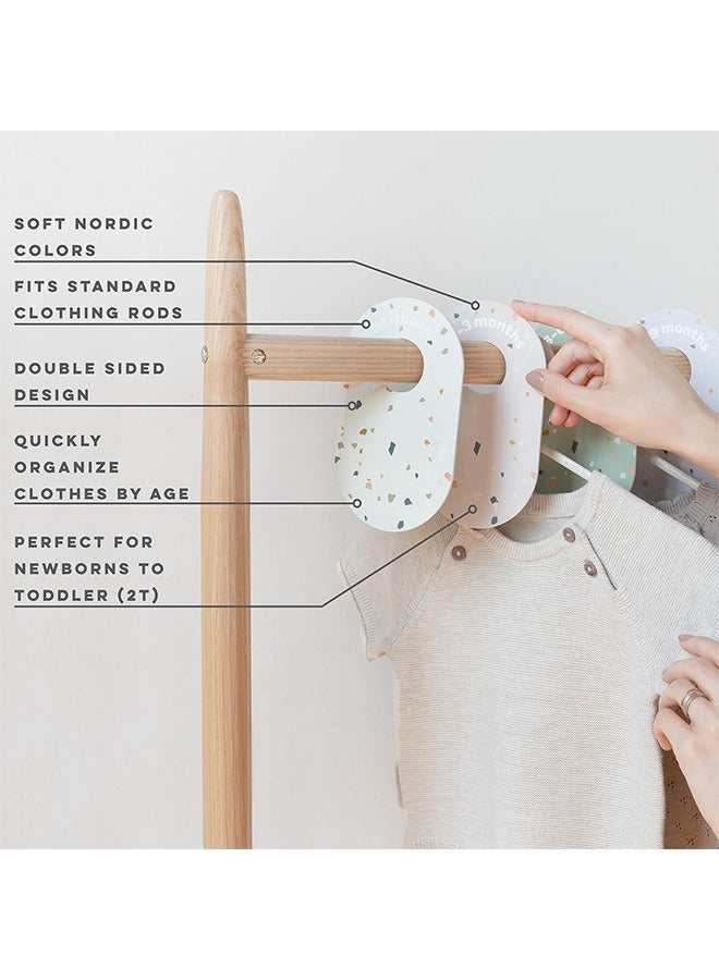 meayul 8 Pcs Baby Closet Dividers, Double-Sided Wooden Clothes Size Hanger Organizer,  Minimalist Design for Nursery Closet, Sorting Sizes from Newborn to 24 Months, Ideal for Boho Nursery Decor - Image 2