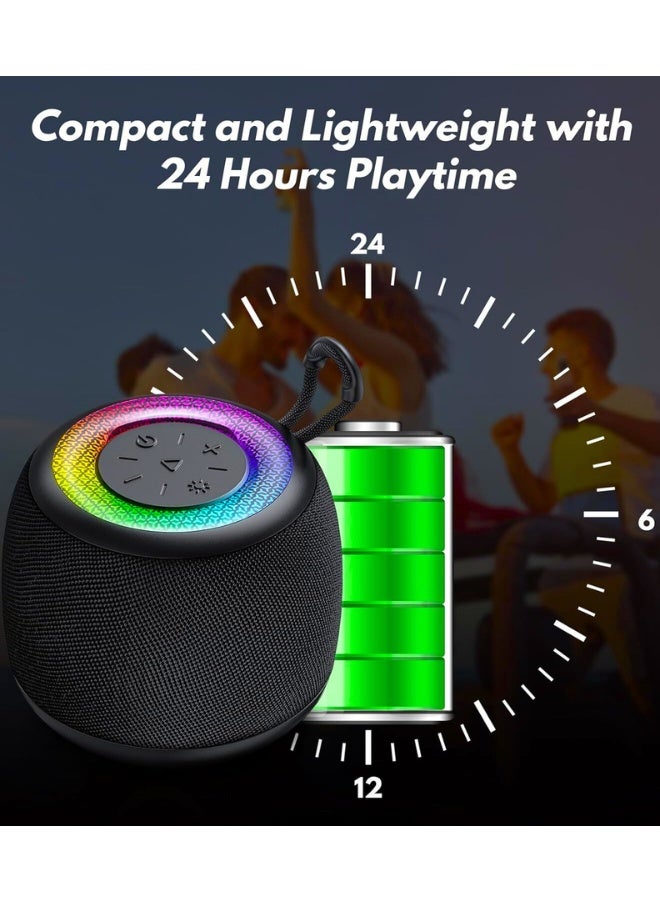 مكبر صوت بلوتوث، مكبر صوت بلوتوث محمول للغاية، مكبر صوت صغير للحفلات مع إضاءة RGB، بلوتوث 5.3، مقاوم للماء IPX4، يدعم بطاقة TF، للحفلات/الألعاب/الأنشطة الخارجية، أسود - Image 3