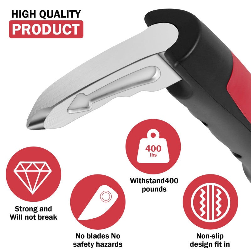 Car Door Assist Handle: 2pcs Red 3-In-1 Design Supports Up To 400 Pounds - Anti-Slip Comfortable Grip Seat Belt Cutter For Elderly Emergency Car Use - Image 4