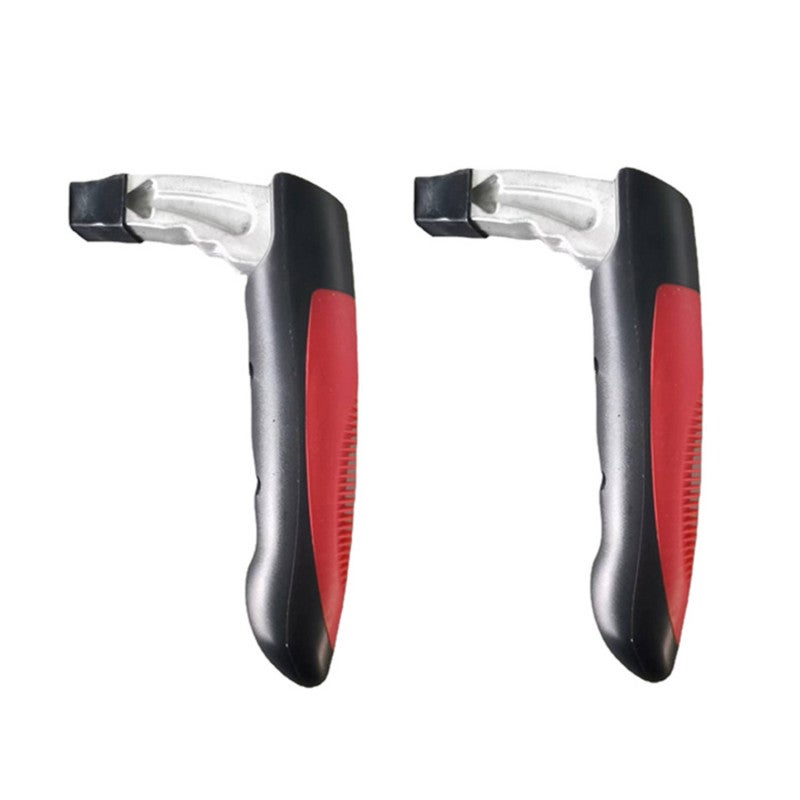 Car Door Assist Handle: 2pcs Red 3-In-1 Design Supports Up To 400 Pounds - Anti-Slip Comfortable Grip Seat Belt Cutter For Elderly Emergency Car Use - Image 1