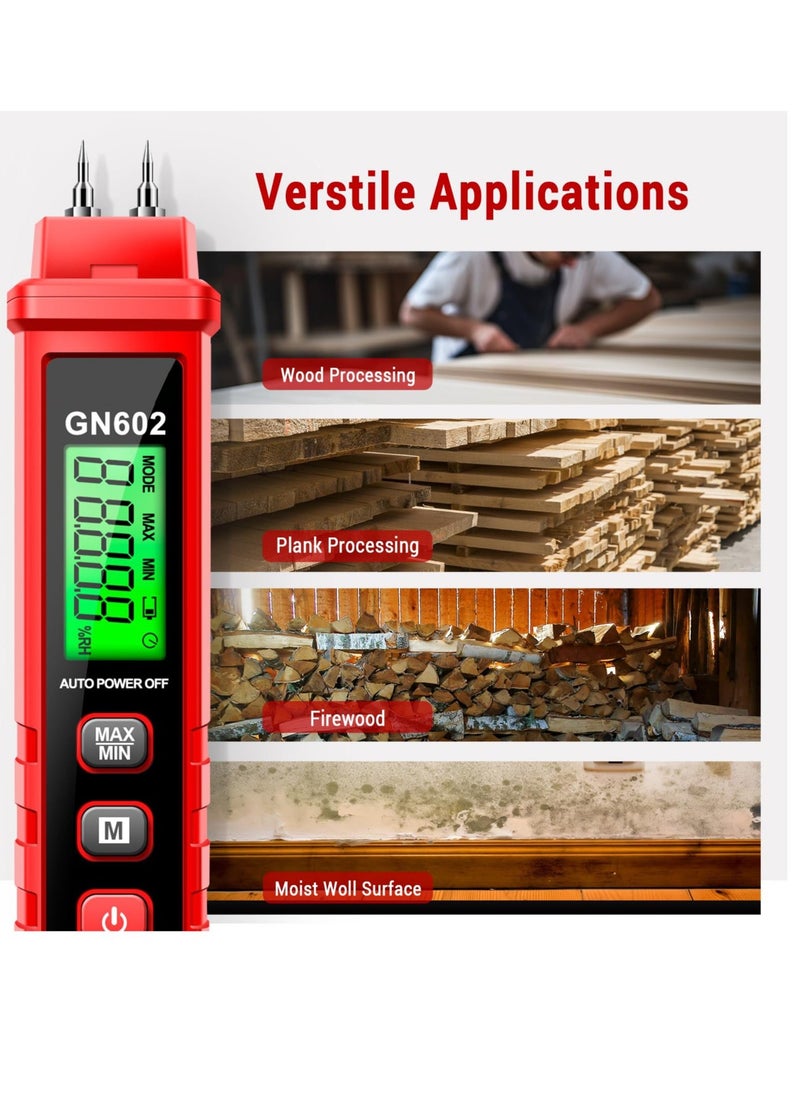 Wood Moisture Meter Detector, Water Leak Detector for Lumber Concrete Building, Wall Moisture Sensor, Digital Moisture Detector, for Firewood Lumber, Bricks, Floors (Pen-type Moisture Meter) - Image 2