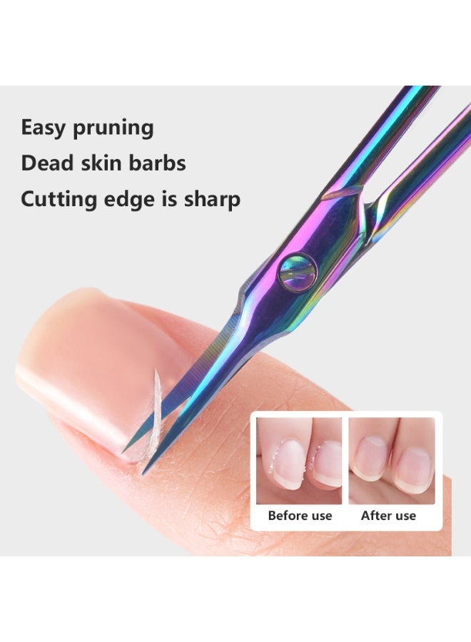Nail Cuticle Scissors small scissors Stainless Steel Cuticle skin tag scissors Extra Fine Curved Color Manicure Scissors Nail Scissors Suitable for Eyebrows Eyelashes And Nail Trimming - Image 3