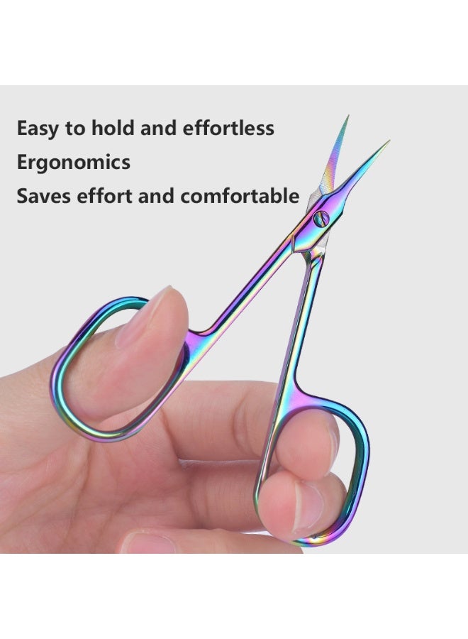 Nail Cuticle Scissors small scissors Stainless Steel Cuticle skin tag scissors Extra Fine Curved Color Manicure Scissors Nail Scissors Suitable for Eyebrows Eyelashes And Nail Trimming - Image 5