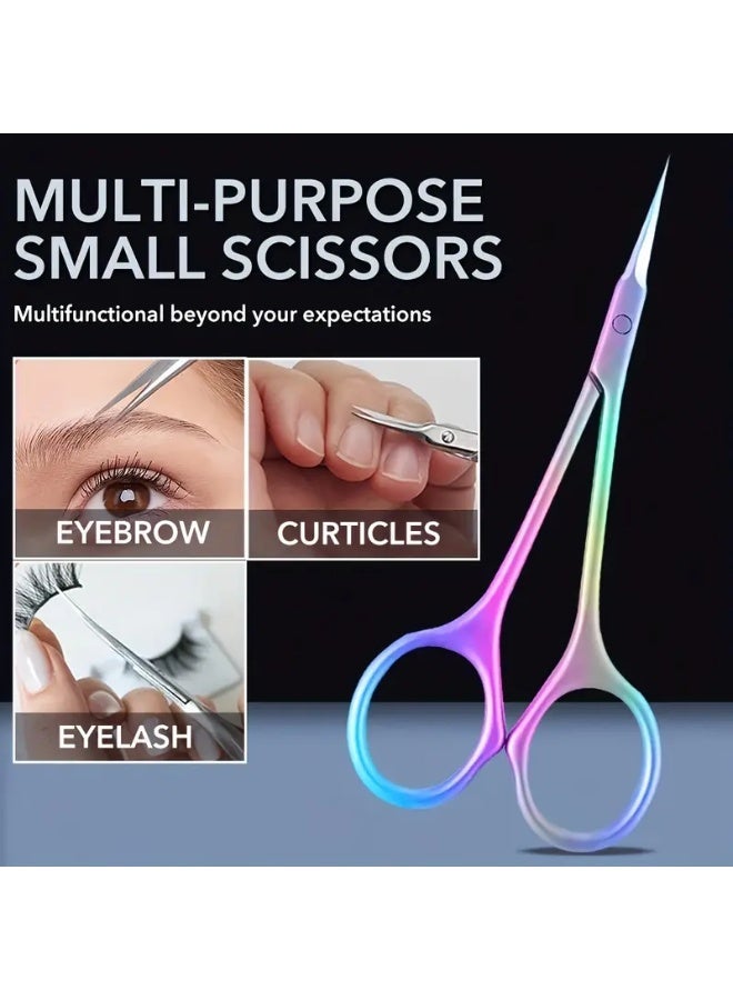 Nail Cuticle Scissors small scissors Stainless Steel Cuticle skin tag scissors Extra Fine Curved Color Manicure Scissors Nail Scissors Suitable for Eyebrows Eyelashes And Nail Trimming - Image 1