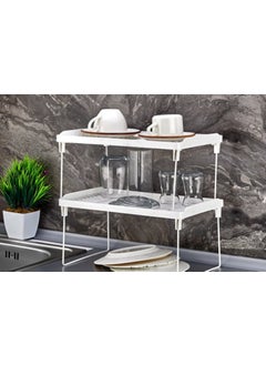 Afili Home Foldable Cabinet Shelf Organizer, Kitchen Table Countertop Plastic Rectangular Shelf Organizer – Small Size  - Image 2