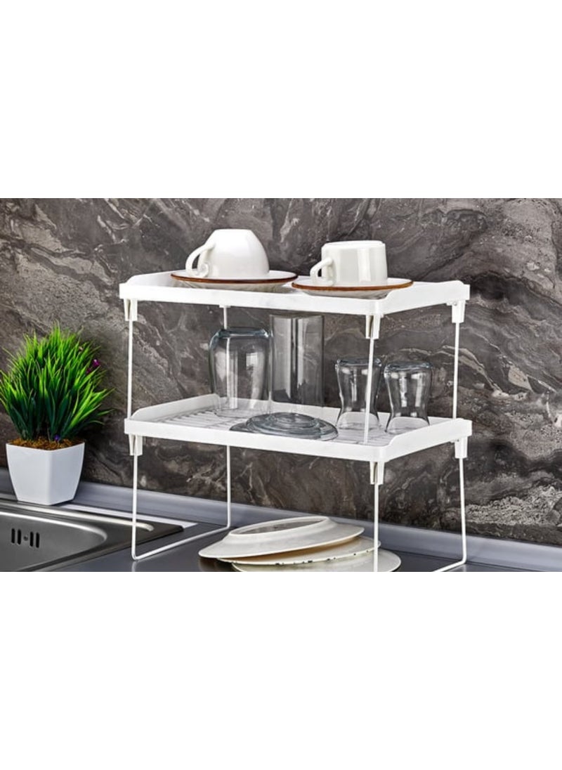 Afili Home - Foldable Cabinet Shelf Organizer, Kitchen Table Countertop Plastic Rectangular Shelf Organizer – Small Size - Image 1