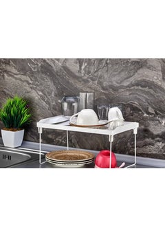 Afili Home Foldable Cabinet Shelf Organizer, Kitchen Table Countertop Plastic Rectangular Shelf Organizer – Small Size  - Image 3