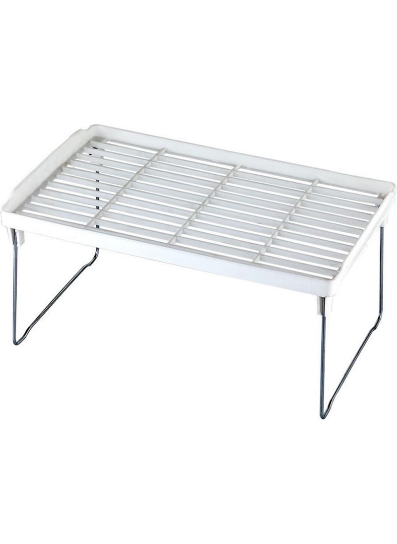 Afili Home - Foldable Cabinet Shelf Organizer, Kitchen Table Countertop Plastic Rectangular Shelf Organizer – Small Size - Image 1