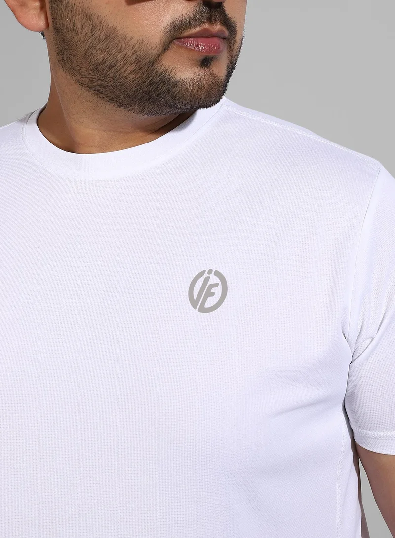 Instafab Plus Men's Solid White Regular Fit Activewear T-Shirt
