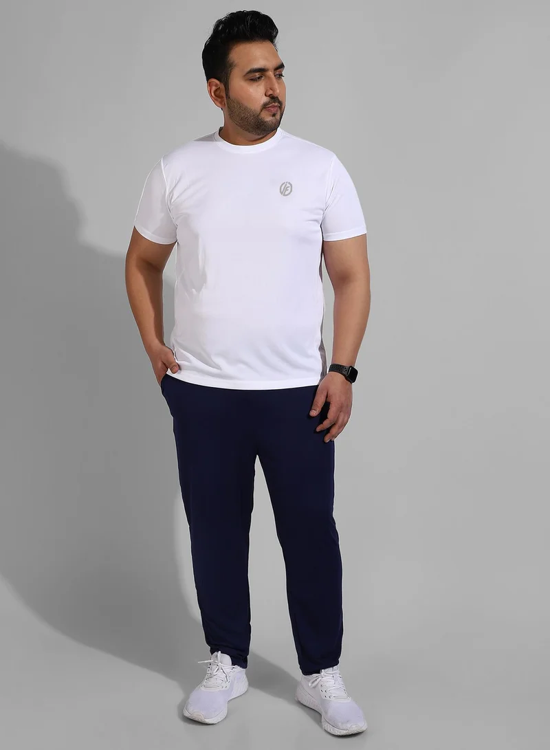 Instafab Plus Men's Solid White Regular Fit Activewear T-Shirt