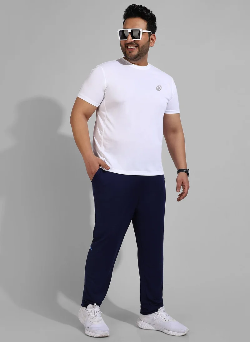 Instafab Plus Men's Solid White Regular Fit Activewear T-Shirt