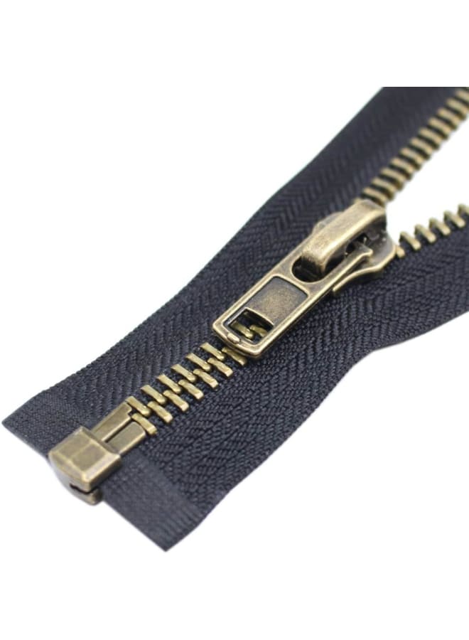 #8 38 Inch Antique Brass Separating Jacket Zipper Y-Teeth Metal Zipper Heavy Duty Metal Zippers for Jackets Sewing Coats Crafts (38" Anti-Brass) - Image 1
