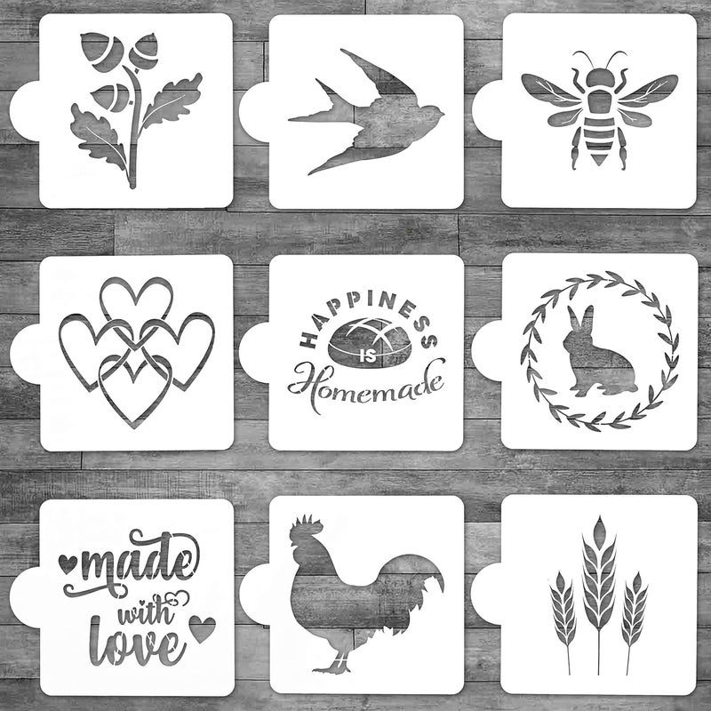Vie De Pain V Vie De Pain European Artisan Bread Stencils Set of 9 Perfect for Decorating Baking Bread Loaves Cakes Pies or Cookies 525 x 525 In 