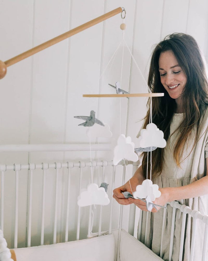 Sorrel + Fern Baby Crib Mobile - Birds in The Clouds w/Garland - Nursery Decor for Boys & Girls - Image 4