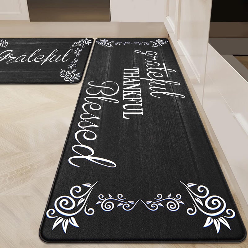 HEBE Anti Fatigue Kitchen Mat Set of 2 Non Slip Cushioned Kitchen Mats for Floor Waterproof Farmhouse Kitchen Rugs and Mats Set Comfort Standing Desk Mat Carpet for SinkOfficeLaundry