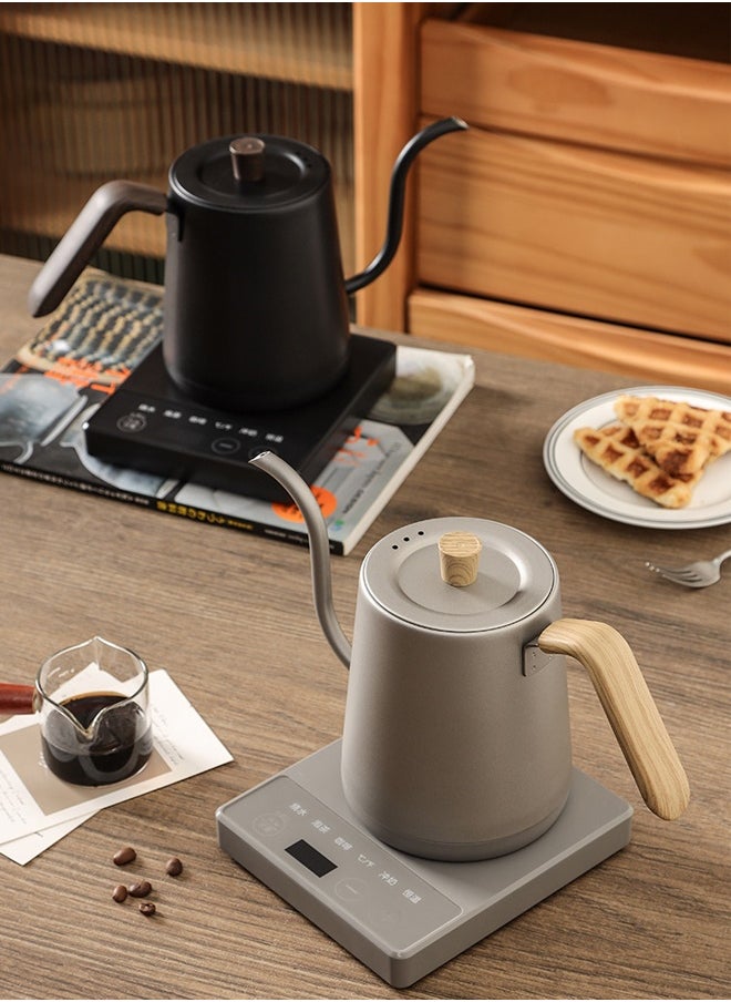 1000ML Electric Kettles with Gooseneck, Touch Screen Panel Temperature Adjustment with Digital Display Temperature Automatic Insulation Stainless Steel Material,Automatic Temperature Control,Suitable for Home and OfficeFast Boiling, Constant Temperature, 304 Stainless Steel Coffee and Tea Pot,Multifunctional Rapid Heating Electric Kettle Wood Fiber，Black