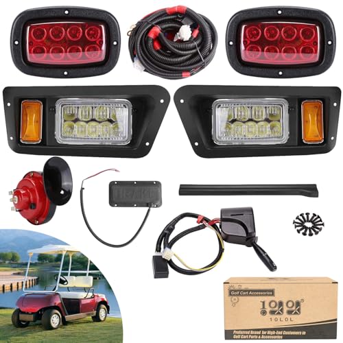 10L0L Golf Cart Light Kit for Yamaha G14 G16 G19 G22 Gas & Electric, Deluxe Headlight Taillight with Turn Signal Switch Horn Button, Blinker & Brake Light Switch Pad - Image 1