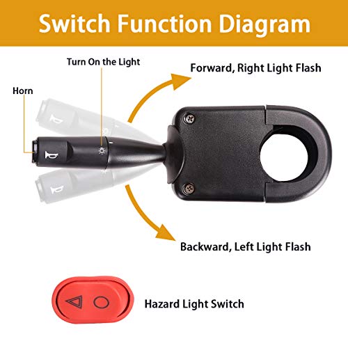 10L0L Golf Cart Light Kit for Yamaha G14 G16 G19 G22 Gas & Electric, Deluxe Headlight Taillight with Turn Signal Switch Horn Button, Blinker & Brake Light Switch Pad - Image 4