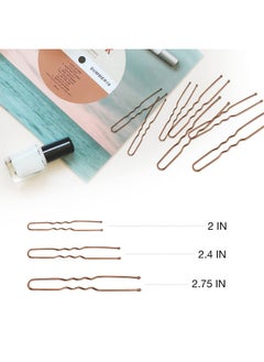 HOYOLS HOYOLS U Shaped Hair Pins Brown, Assorted Size U Shape Bobby Pins, Metal Bun Clips Hairpin Crimped Design with Ball Tips for Buns Women Girls Grips Hairstyle, 150 Count Bulk Pack (Brown)  - Image 2