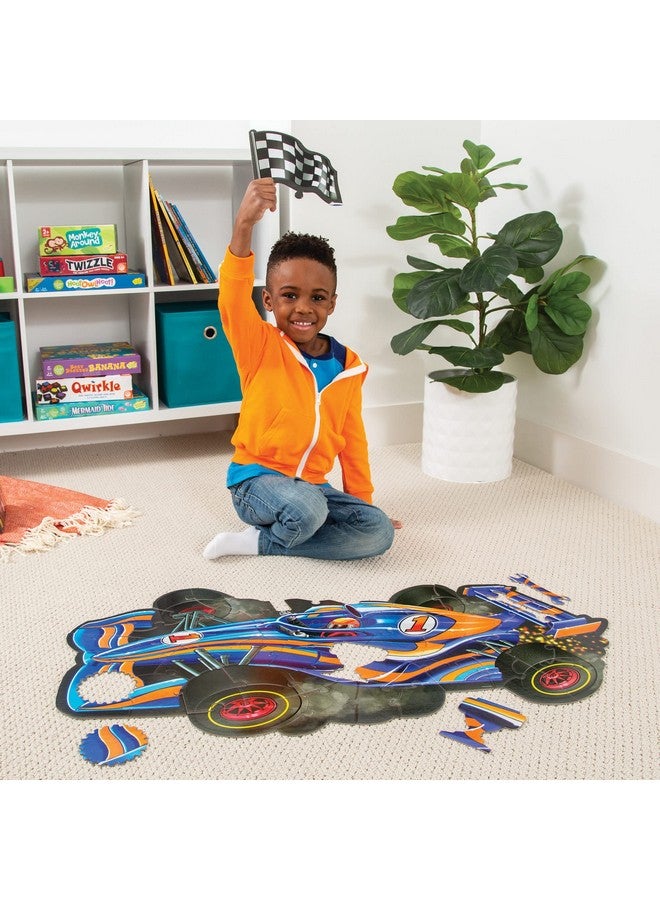 Peaceable Kingdom Giant Floor Puzzles With Uniquely Fun Shaped Pieces For Kids Ages 3+ Gifts For Boys And Girls - Racecar - Image 5