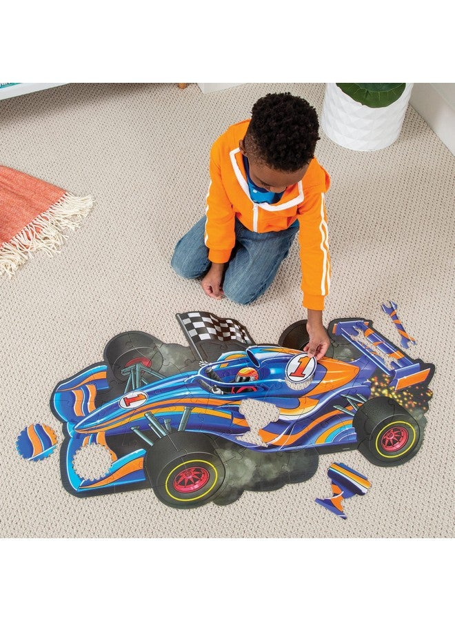 Peaceable Kingdom Giant Floor Puzzles With Uniquely Fun Shaped Pieces For Kids Ages 3+ Gifts For Boys And Girls - Racecar - Image 3