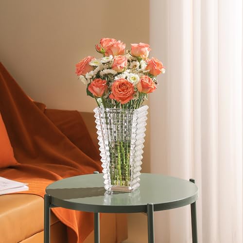 MCMCNCUIU Crystal Vase, Large Crystal Vases for Flowers, Clear Large Flower Vase, Modern Glass Vases for Living Room, Bedroom, Kitchen, Dining Table, Mantle, Wedding, 9 Inches - Image 4