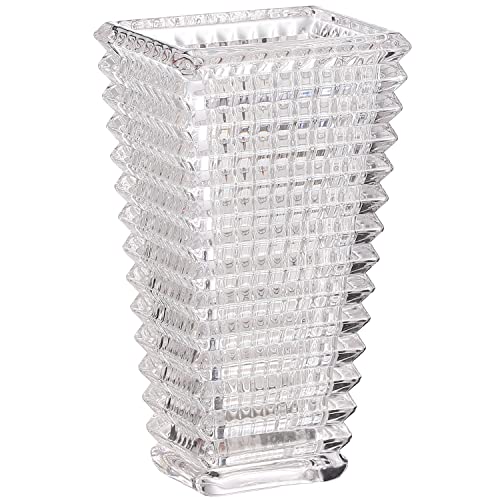 MCMCNCUIU Crystal Vase, Large Crystal Vases for Flowers, Clear Large Flower Vase, Modern Glass Vases for Living Room, Bedroom, Kitchen, Dining Table, Mantle, Wedding, 9 Inches - Image 1