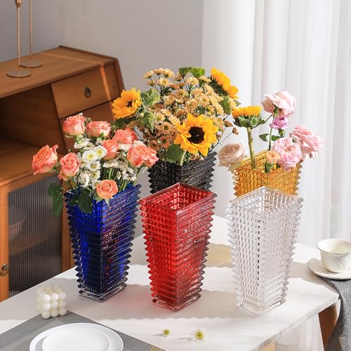 MCMCNCUIU Crystal Vase, Large Crystal Vases for Flowers, Clear Large Flower Vase, Modern Glass Vases for Living Room, Bedroom, Kitchen, Dining Table, Mantle, Wedding, 9 Inches - Image 5