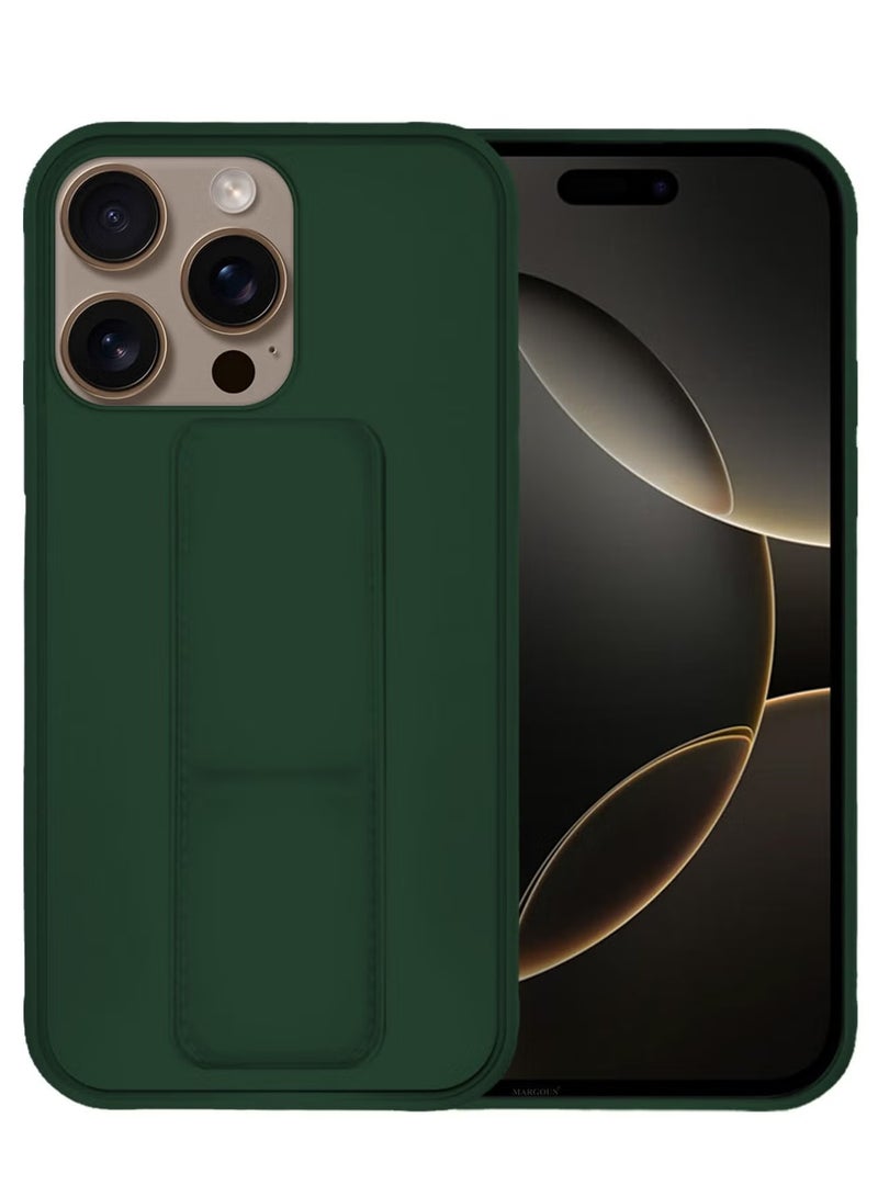 ELTRAZONE 2-Pack Premium PU Leather Case & Screen Protector for iPhone 16 Pro Max – Shockproof, Anti-Scratch, Stand Function, Finger Grip Case Cover (Green) - Image 2