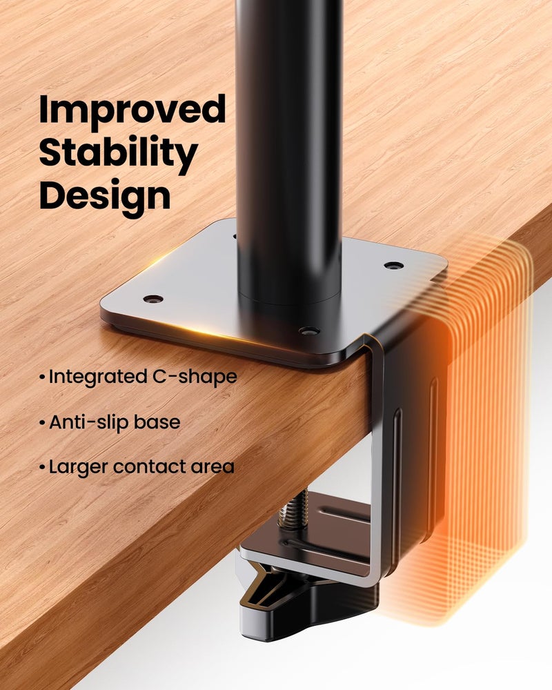 ErGear Single Monitor Arm, Adjustable Desk Gaming Monitor Mount for 13-34â€³ Screens, Up to 19.8 lbs, Enhanced Stability with Integrated C-Clamp, Upgraded Cable Management, VESA 75x75/100x100mm, Black - Image 5