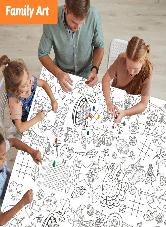 Wiooffen 82''x 47'' Thanksgiving Giant Coloring Tablecloth Posters Activity for Kids, Autumn Huge Fall Color-in Paper Poster Table Cover Arts and Crafts Great for Girls Boys Classroom Kindergarten - Image 5