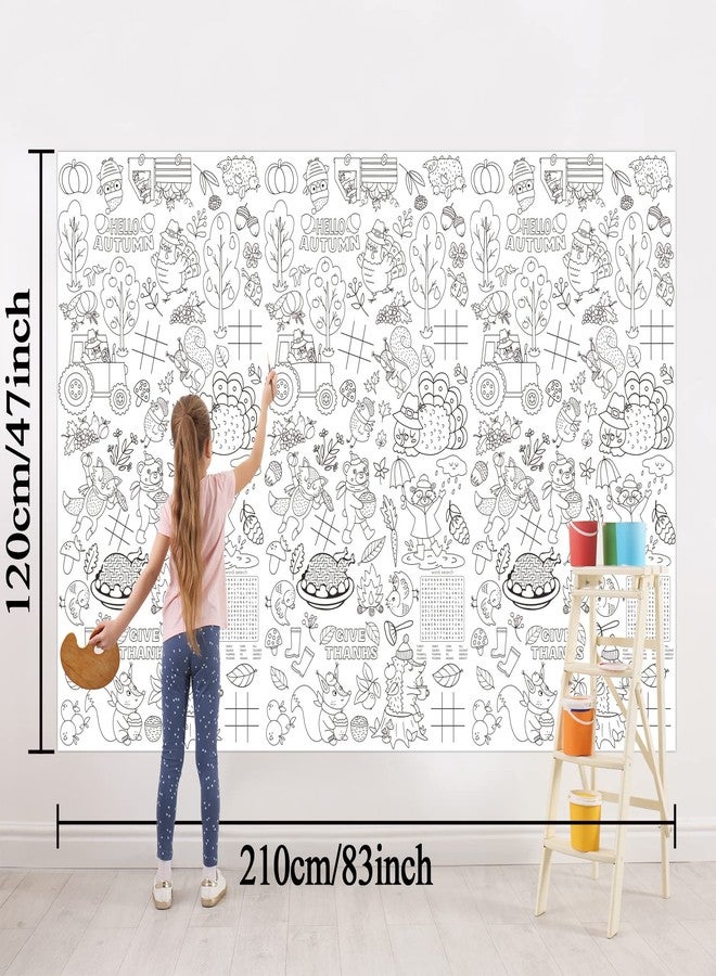 Wiooffen 82''x 47'' Thanksgiving Giant Coloring Tablecloth Posters Activity for Kids, Autumn Huge Fall Color-in Paper Poster Table Cover Arts and Crafts Great for Girls Boys Classroom Kindergarten - Image 2