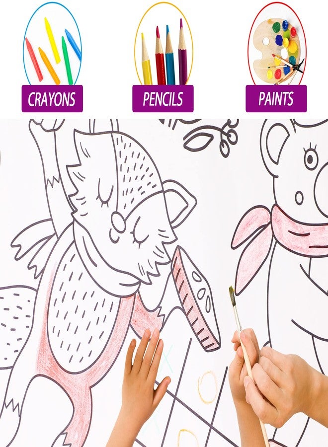 Wiooffen 82''x 47'' Thanksgiving Giant Coloring Tablecloth Posters Activity for Kids, Autumn Huge Fall Color-in Paper Poster Table Cover Arts and Crafts Great for Girls Boys Classroom Kindergarten - Image 3
